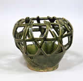 Basket-shaped vase (Kagogata hanaire) by Kitaoji Rosanjin