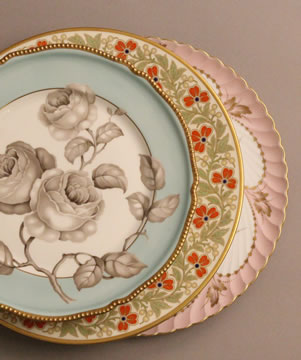 Plates from the Wesp Collection early twentieth century porcelain, glazed diameter: 11” gift of Alma B. Wesp S-JIMCA 1964.134, 292, 373