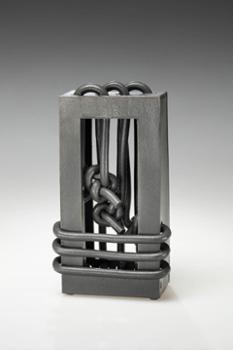 Paul S. Briggs, Caged Birds (Maya Angelou), 2021, stoneware, glazed, 13-1/4 x 7-1/4 x 5-1/2 inches. Museum purchase, ACAM 2021.22